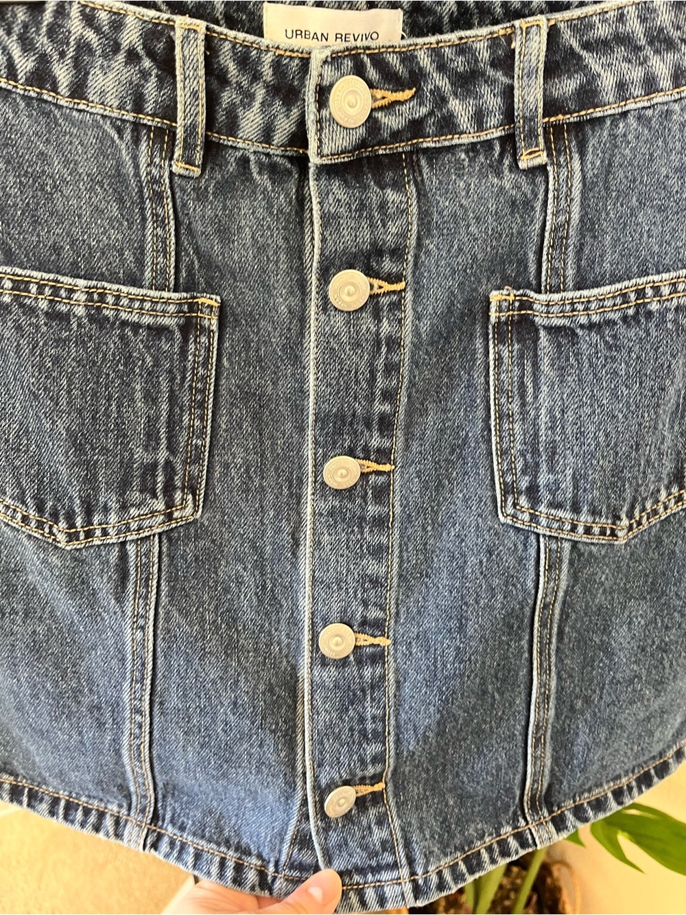 Urban Revivo Button Front Denim Mini Skirt sz 26 - Picture 5 of 6
